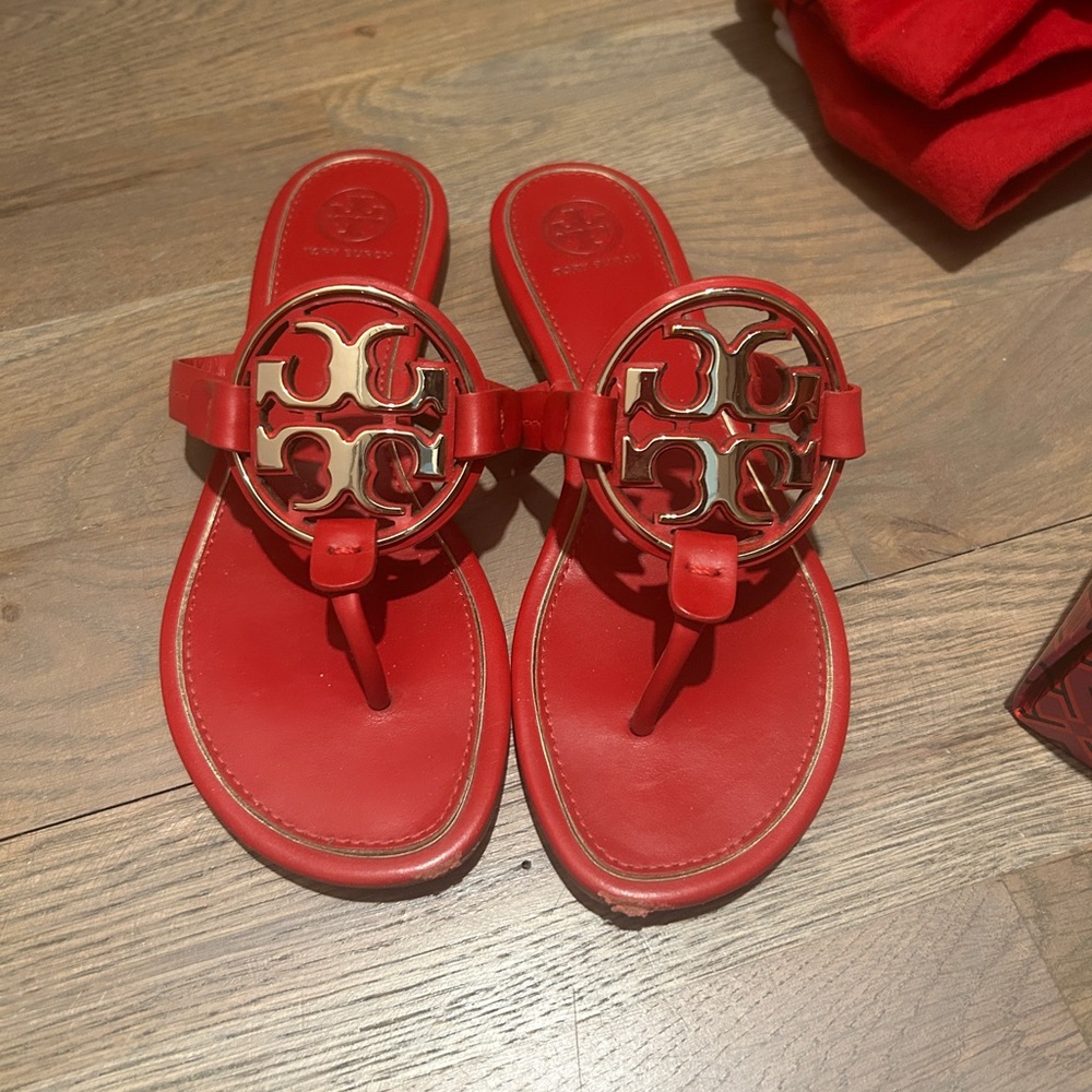 Tory Burch Miller Sandals - red and gold 7.5